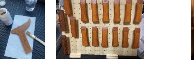 Sanding and oil finishing the wooden parts